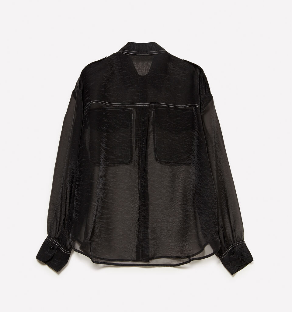 Black see-through shirt with pockets - women's shirts - Black | Sisley image number 6